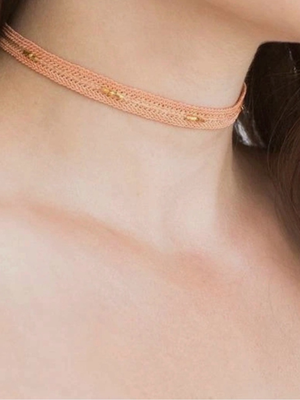 Chan Luu Peach Choker with Brushed Gold Accents Glowy Soft Summer Style
